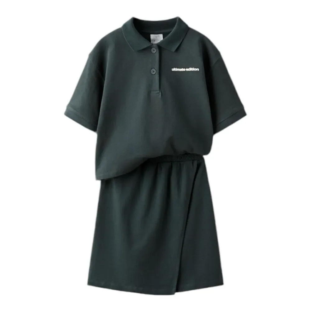 ZARA Kids | Anthracite Gray | POLO SHIRT AND SKIRT MATCHING SET